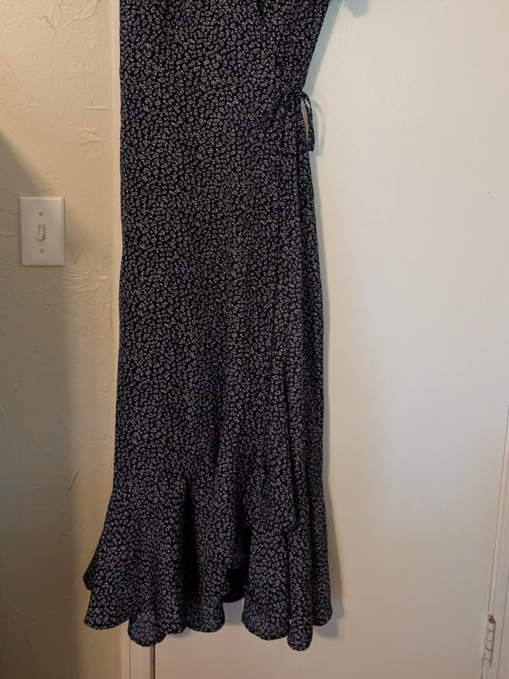 Navy, floral wrap around dress - Picture 8 of 8